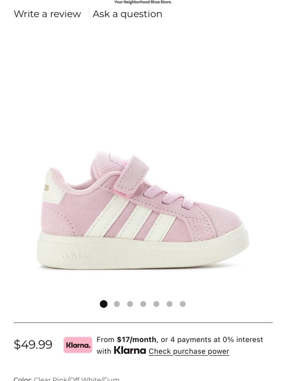 adidas Kids Clear Pink Suede Court-Style Sneakers with Off-White Stripes